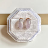 A-Grade Natural Lavender Jadeite Cloop Earring Studs No.180833