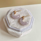 A-Grade Natural Lavender Jadeite Cloop Earring Studs No.180833