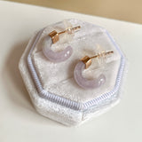 A-Grade Natural Lavender Jadeite Cloop Earring Studs No.180833