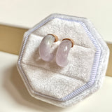 A-Grade Natural Lavender Jadeite Cloop Earring Studs No.180833