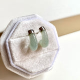 A-Grade Natural Light Green Jadeite Cloop Earring Studs No.180834