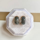 A-Grade Natural Black Jadeite Cloop Earring Studs No.180835