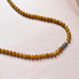 5.8mm A-Grade Natural Yellow Jadeite Bead Necklace No.190166