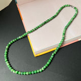 5.8mm A-Grade Natural Floral Imperial Green Jadeite Bead Necklace No.190171