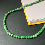 5.8mm A-Grade Natural Floral Imperial Green Jadeite Bead Necklace No.190171