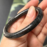 51.5mm A-Grade Natural Black Jadeite Traditional Oval Bangle No. 152021