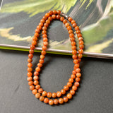 5.5mm A-Grade Natural Red Jadeite Beaded Necklace No.190445