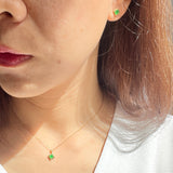 SOLD OUT: Icy A-Grade Natural Imperial Green Jadeite Earring Studs (Princess Charlotte) No. 180716