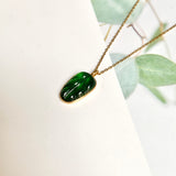 Icy A-Grade Jadeite Imperial Green Jadeite Leaf Pendant No.172565