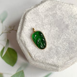 Icy A-Grade Jadeite Imperial Green Jadeite Leaf Pendant No.172565