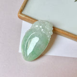 A-Grade Moss on Snow Jadeite Peach and Pixiu Pendant No.220387