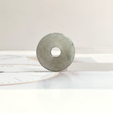 Icy A-Grade Natural Dark Grey Jadeite Ancient Coin Donut No.172567