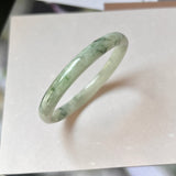 45.4mm A-Grade Natural Floral Jadeite Modern Round Bangle No.152023