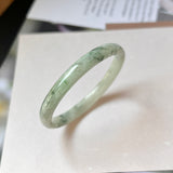 45.4mm A-Grade Natural Floral Jadeite Modern Round Bangle No.152023