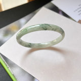 45.4mm A-Grade Natural Floral Jadeite Modern Round Bangle No.152023