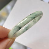 45.4mm A-Grade Natural Floral Jadeite Modern Round Bangle No.152023