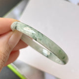 45.4mm A-Grade Natural Floral Jadeite Modern Round Bangle No.152023