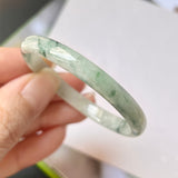 45.4mm A-Grade Natural Floral Jadeite Modern Round Bangle No.152023