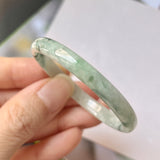 45.4mm A-Grade Natural Floral Jadeite Modern Round Bangle No.152023