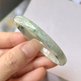 45.4mm A-Grade Natural Floral Jadeite Modern Round Bangle No.152023