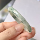 45.4mm A-Grade Natural Floral Jadeite Modern Round Bangle No.152023