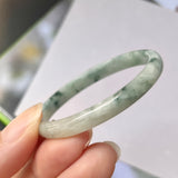 45.4mm A-Grade Natural Floral Jadeite Modern Round Bangle No.152023