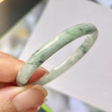 45.4mm A-Grade Natural Floral Jadeite Modern Round Bangle No.152023