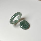 18.3mm A-Grade Natural Bluish Green Jadeite Abacus Ring Band and Donut Set No.162410