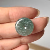 18.3mm A-Grade Natural Bluish Green Jadeite Abacus Ring Band and Donut Set No.162410