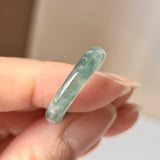 18.3mm A-Grade Natural Bluish Green Jadeite Abacus Ring Band and Donut Set No.162410