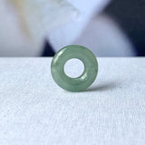 A-Grade Natural Bluish Green Jadeite Bagel on Infinity Silk Cord Bracelet No.190416