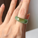 18.1mm A-Grade Natural Green Jadeite Abacus Ring Band No. 161531