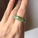 18.1mm A-Grade Natural Green Jadeite Abacus Ring Band No. 161531