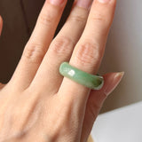 18.1mm A-Grade Natural Green Jadeite Abacus Ring Band No. 161531