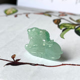 SOLD OUT: A-Grade Natural Light Green Jadeite Goat Pendant No.171002