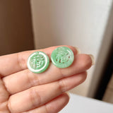 21cts A-Grade Natural Moss on Snow 福Fu Jadeite Pair No.180273