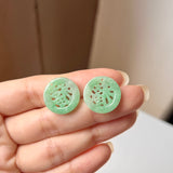 21cts A-Grade Natural Moss on Snow 福Fu Jadeite Pair No.180273