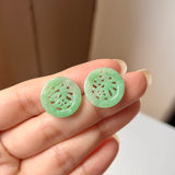 21cts A-Grade Natural Moss on Snow 福Fu Jadeite Pair No.180273