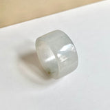 21.5mm A-Grade Natural White Jadeite Archer Ring Band No.161673