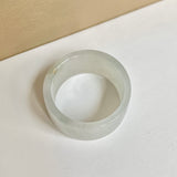 21.5mm A-Grade Natural White Jadeite Archer Ring Band No.161673