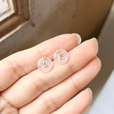 Icy A-Grade Natural Jadeite Donut Bamboo Stud Earring No. 180275