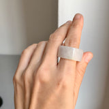 21.5mm A-Grade Natural White Jadeite Archer Ring Band No.161673