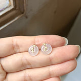 Icy A-Grade Natural Jadeite Donut Bamboo Stud Earring No. 180275