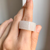 21.5mm A-Grade Natural White Jadeite Archer Ring Band No.161673