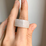 21.5mm A-Grade Natural White Jadeite Archer Ring Band No.161673