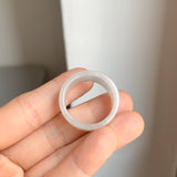 21.5mm A-Grade Natural White Jadeite Archer Ring Band No.161673