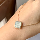 Icy A-Grade Light Blue Jadeite Peranakan Tile Square (Blessing) Pendant No. 172446