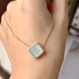 Icy A-Grade Light Blue Jadeite Peranakan Tile Square (Blessing) Pendant No. 172446