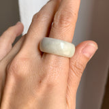 19.5mm A-Grade Natural Light Greenish Yellow Lavender Jadeite Ring Band No.161726