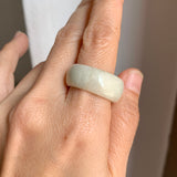 19.5mm A-Grade Natural Light Greenish Yellow Lavender Jadeite Ring Band No.161726